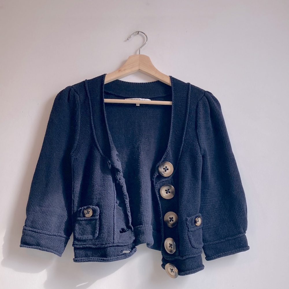 Nougat London cropped Cartigan  size 1. Navy blue.